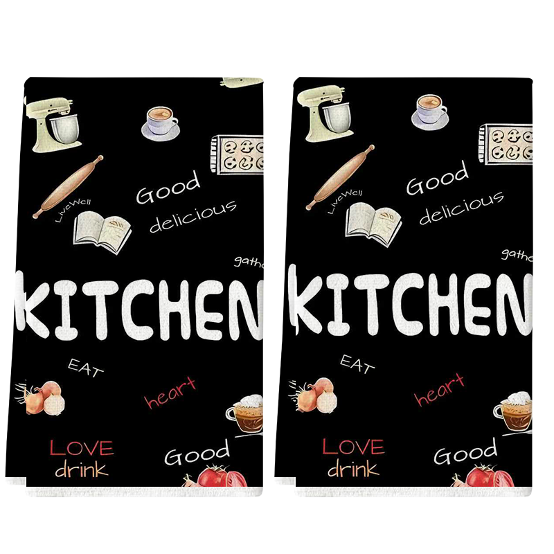 Home Cooking Cookbook - 2Pcs, Baking-Themed Kitchen Towels, 40Cm*60Cm Towel